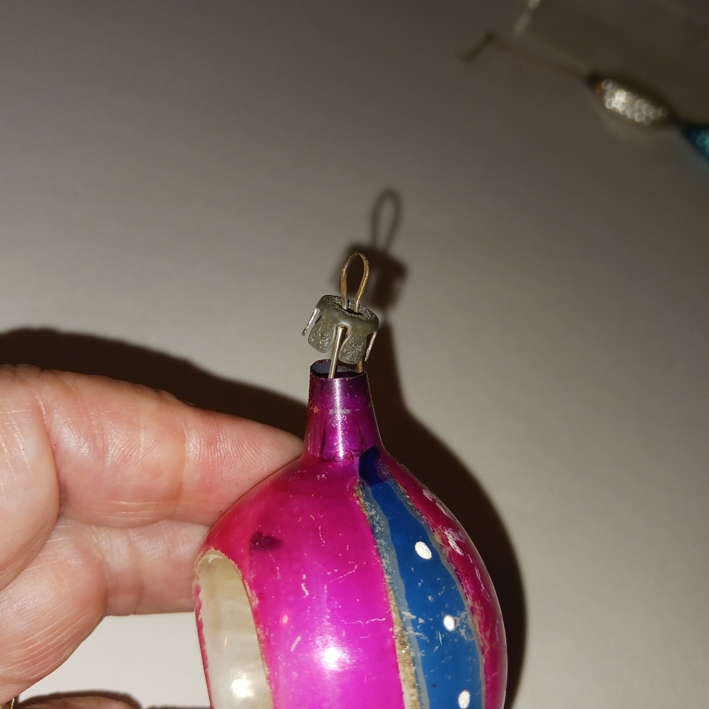 Christmas Ornaments Mercury Glass Mini Double Indent Spinning Tops Vintage - Picture 8 of 8